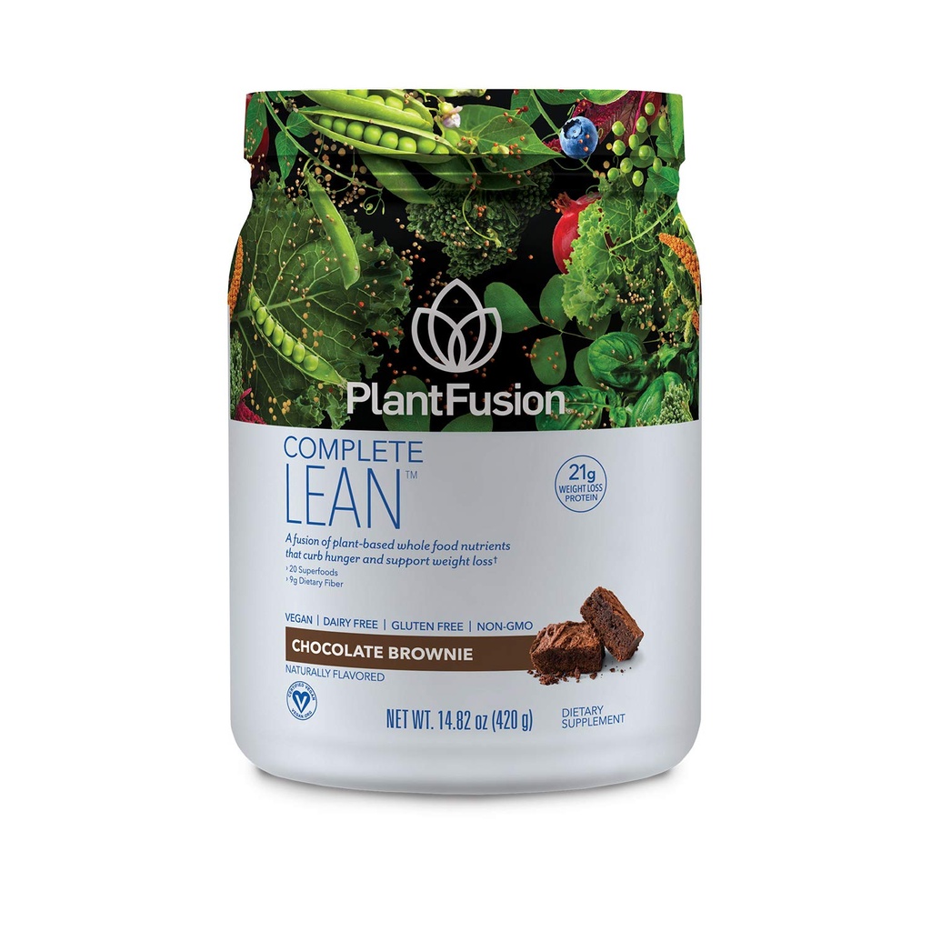 PlantFusion Complete Lean Plant 기반 단백질 분말 - Prebiotic Fiber, Superfood & Digestive Enzymes - Vegan, 글루텐 무료, Soy Free, Non-GMO - 초콜릿 브라운 1 lb