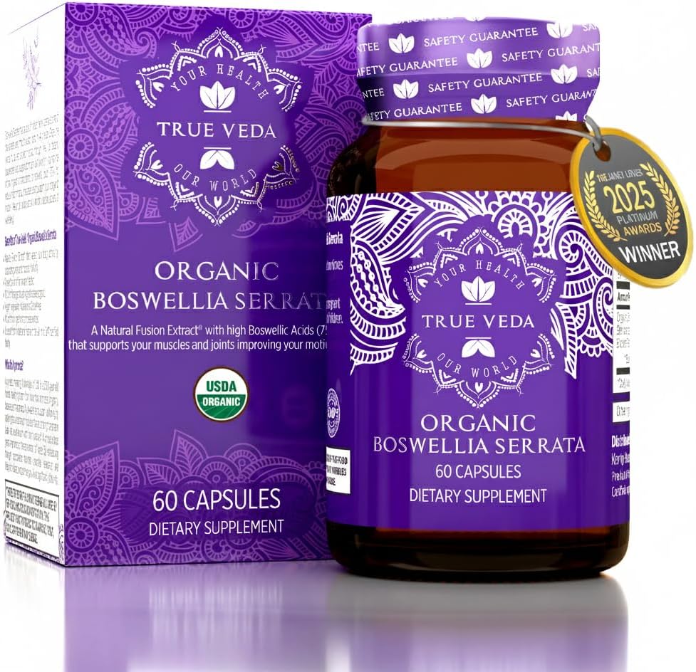 유기 Boswellia 추출물 캡슐 - Boswellia Serrata 추출물 캡슐 | USDA 유기 보충교재 | 5:1 추출물 | 최대 힘 75% Boswellic 산 | Boswellia Complex | 60 Vegan Boswellia 캡슐