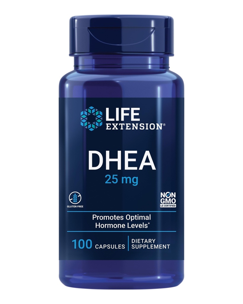 수명 연장 리튬 1000 mcg 및 DHEA 25 mg - 뇌 건강, 노화 방지, 장수, 면역 및 성 건강 보조제 - 100 개 각