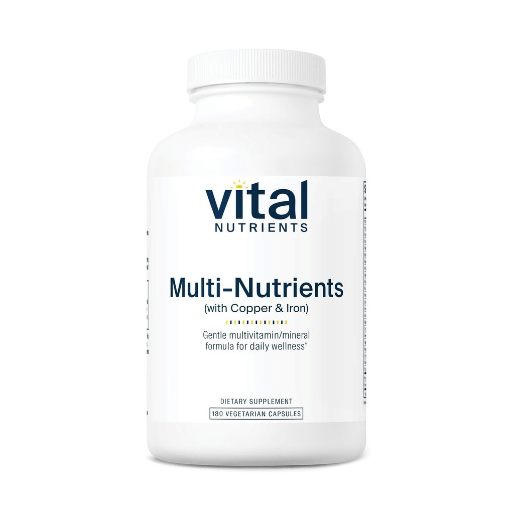 Vital Nutrients Multi-Nutrients 4 | 시트레이트 / 매트 포뮬러 (구동 및 철 포함) | 다 비타민 / 미네랄 포화 항산화제 | 바이오 사용 가능한 형태 | Non-GMO | 180 캡슐