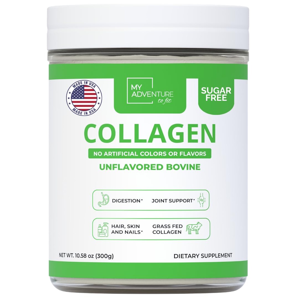여성을위한 Hydrolyzed Collagen에 맞는 내 어드벤처 - 근육 성장 및 교원질 단백질 분말을위한 잔디 볶음 콜라겐 분말 - 공동 및 Gut 건강을위한 Keto Collagen 분말 - Unflavored Bovine 300g