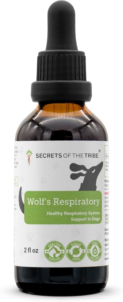 Wolf's Respiratory | Natural Herbal Dietary Supplement | Dogs의 건강한 호흡 시스템 지원 | 알코올 무료 추출물, 린든, 엘더 꽃, Chamomile, Peppermint, Fennel 2 oz