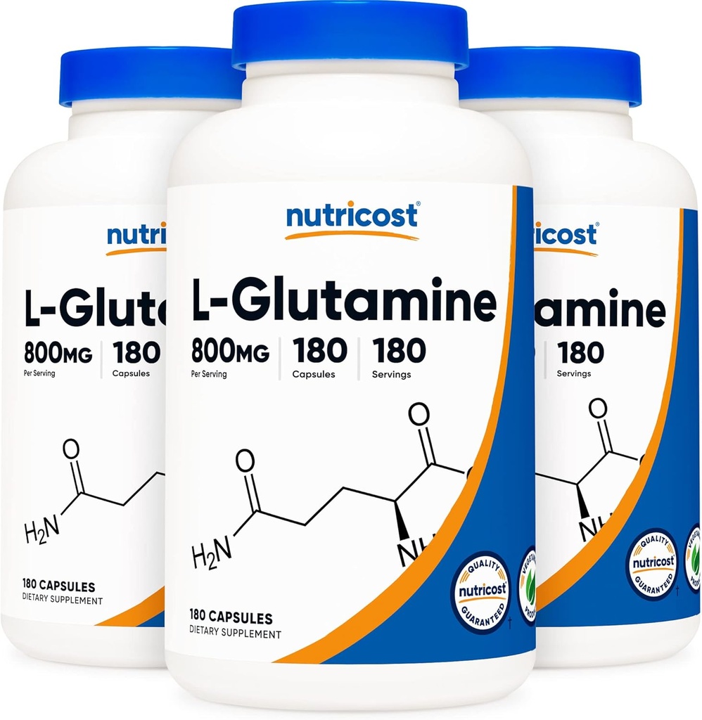 Nutricost L 글루타민 800mg, 180 캡슐 (3 병)