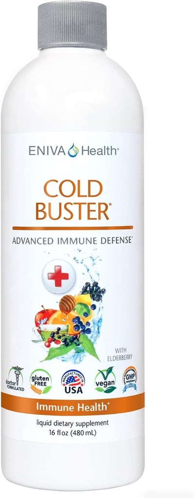 Eniva Elderberry Sambucus Immune 지원 시럽, 비타민 C, Ionic ZINC, 비타민 D, Echinacea, 산화 방지제 & 더 많은 것, All-in-One 액체, 낮은 캐비티, 낮은 설탕, Keto 친절한, 비 GMO & 글루텐 - 16 oz