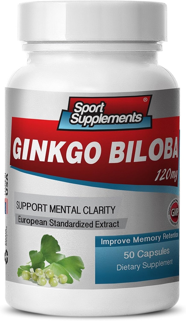 기억과 초점을위한 두뇌 보조 식품 - Ginkgo BILOBA 120MG - Gingko biloba Plant, 성인, Gingko biloba Supplements, Ginko biloba Pills Natural, Memory Supplement - 1B 60 Caps