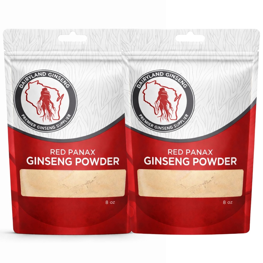 Natural Ginsenosides (16 oz)를 가진 빨간 Panax 인삼 분말 - 건강한 에너지, 활력, 계류 및 더 많은 것을 지원하십시오, 매끄러운, 커피 또는 음료 (2 팩)를 위한 한국 Panax 인삼 뿌리 분말