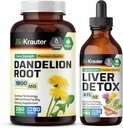 BIO KRAUTER Dandelion 뿌리 250 캡슐 & 간섭 지원 Tincture 4 Fl. Oz.