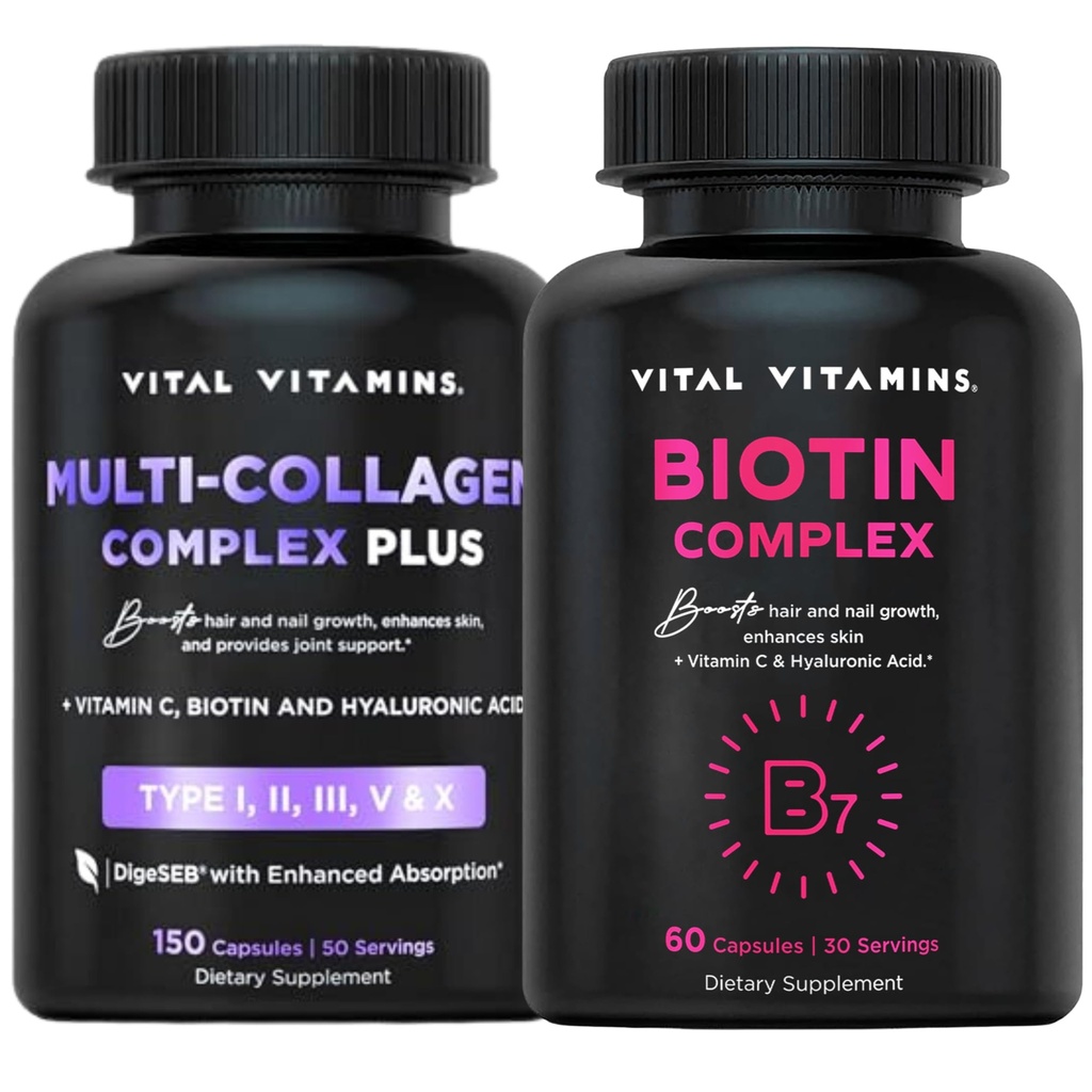 Vital Vitamins Multi Collagen Plus 알약 + Biotin Complex 알약