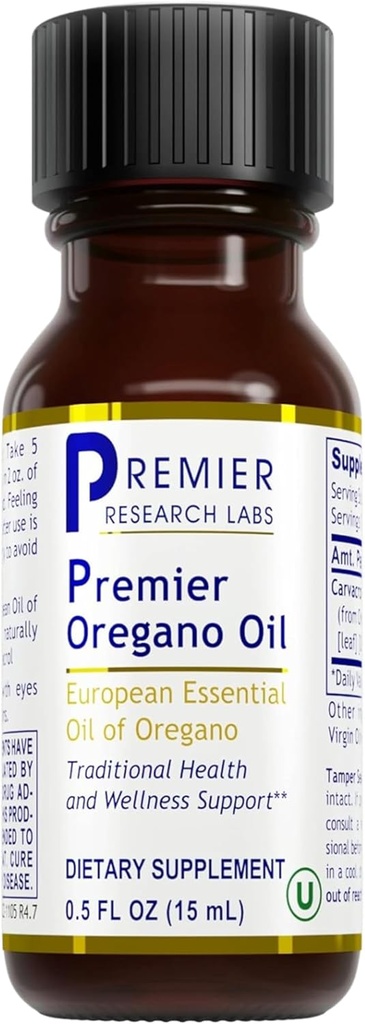 Premier Research Labs Premier Oregano Oil - Carvacrol, Immune & Gut Health 용 식용 Oregano Essential Oil Supplement와 Oregano Drop의 오일 - 0.5 Fl Oz
