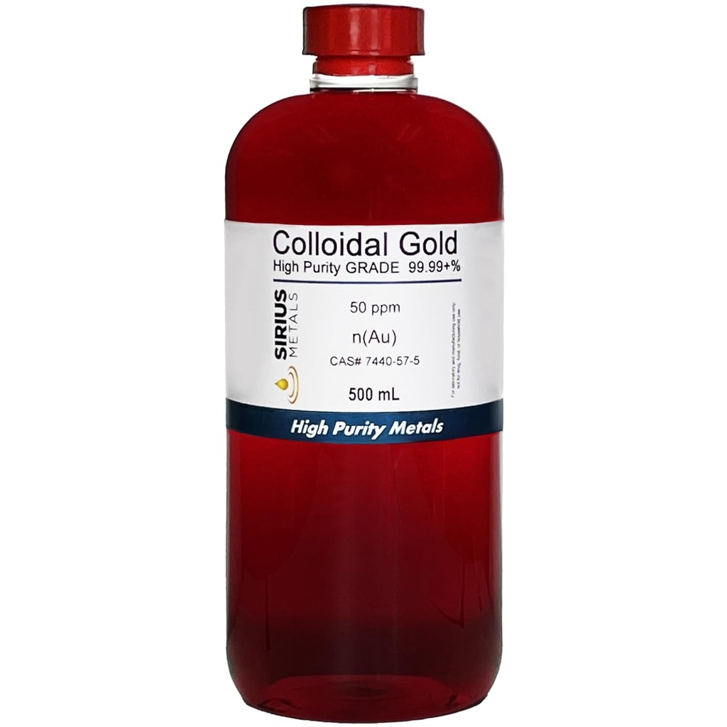 진정한 콜로이드 골드 - 50 ppm - 99.99 + % 순도 - 500 mL (16.9 Fl Oz) 클리어 BPA 무료 플라스틱 병 - 미국에서 만든