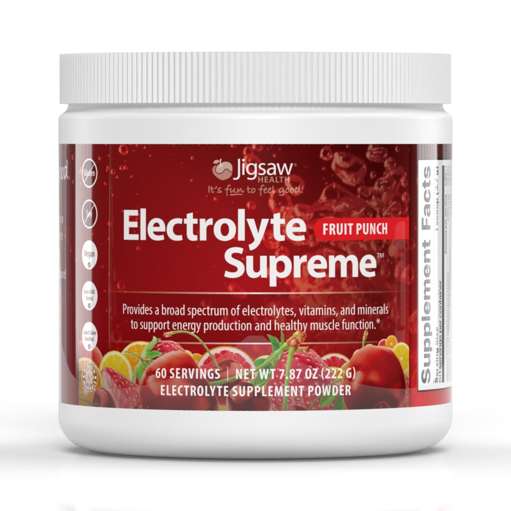 지그saw Health Electrolyte Supreme | 전기도트+트레이스 광물의 광대한 스펙트럼 | 과일 펀치 맛 | 60 서빙 (주)