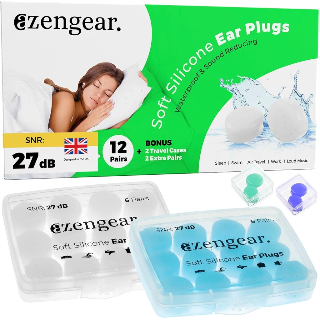 잠 (14 쌍)를 위한 귀 마개, 연약한 실리콘 Earplugs, 재사용할 수 있는, 자, 소음 건강한 취소, 수영, 일