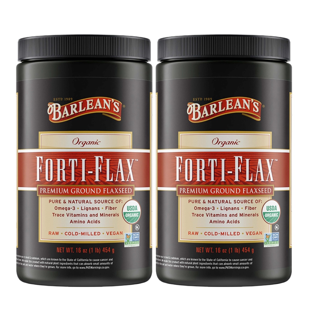 Barlean의 Forti-Flax 유기 Flaxseed, 지상 전체적인 익지않는씨, Lignans와 규정식 섬유를 가진 Omega-3 보충교재, 대량 지상 Flax씨, 16 oz, 2 팩