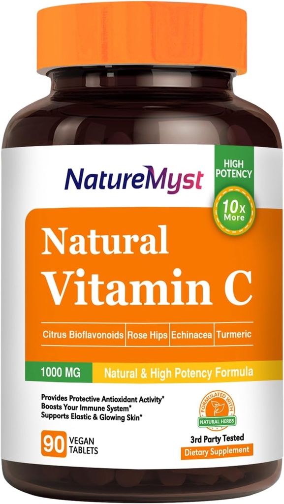 비타민 C 정제, 1000 mg의 자연적인 모양, 높은 힘, 감귤류 Bioflavonoids, 로즈 Hip, Echinacea & 심황, 면역성이 있는 & 피부 건강, 90 Vegan 정제