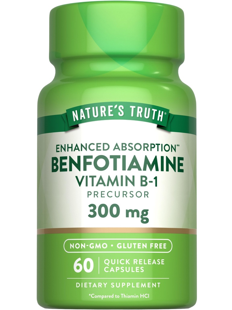 자연의 진실 Benfotiamine | 300mg | 60 개 | 비 GMO 및 글루텐 무료 보충 | 비타민 B1 전구