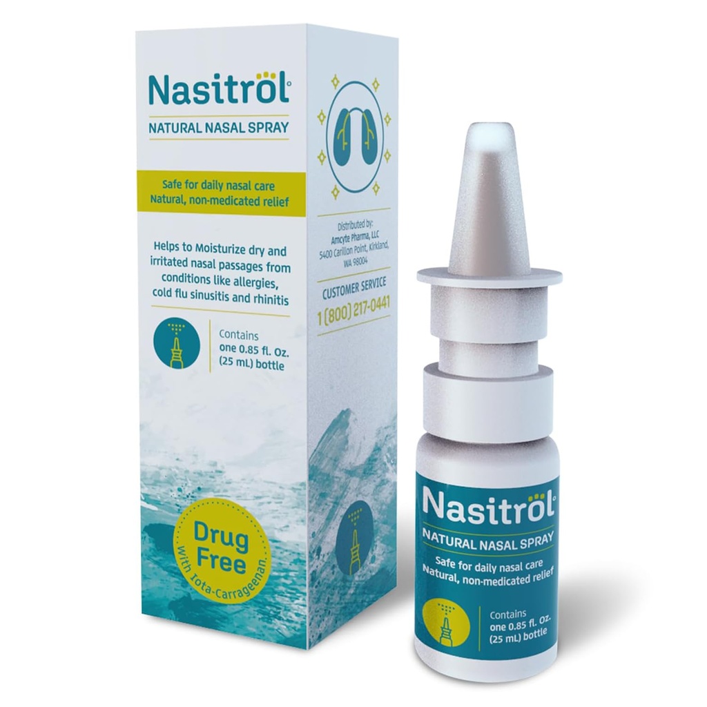 Natural Nasal Spray - 소화 및 일일 노스 케어를위한 모든 자연 사선 미스트 - 콜드 및 플 시즌에 대한 Nasal Spray Essential - 성인과 어린이를위한 즉각적인 완화 - 25 mL 병