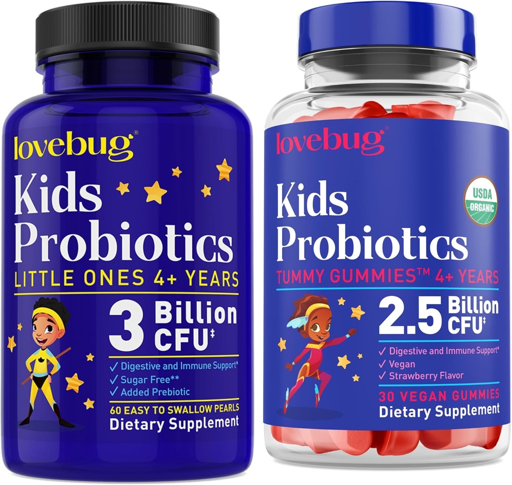 Lovebug Multi-Strain Probiotic Pearl과 Soil 기반 Probiotic Gummy 번들