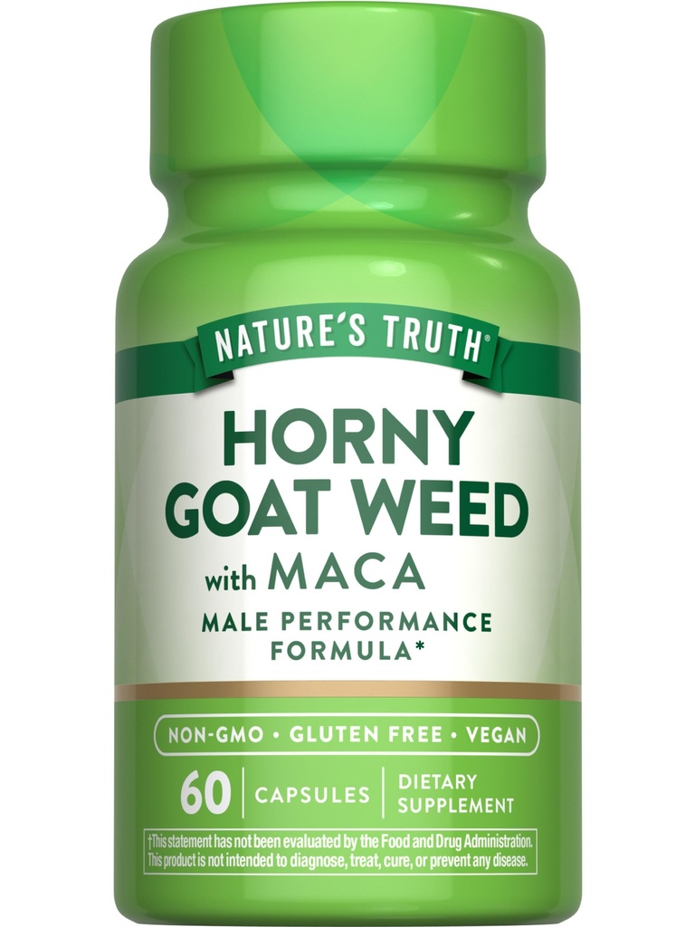 Nature's Truth Horny Goat Weed with Maca | 60 분말 추출물 캡슐 | 비건, 비 GMO 및 글루텐 무료 보충