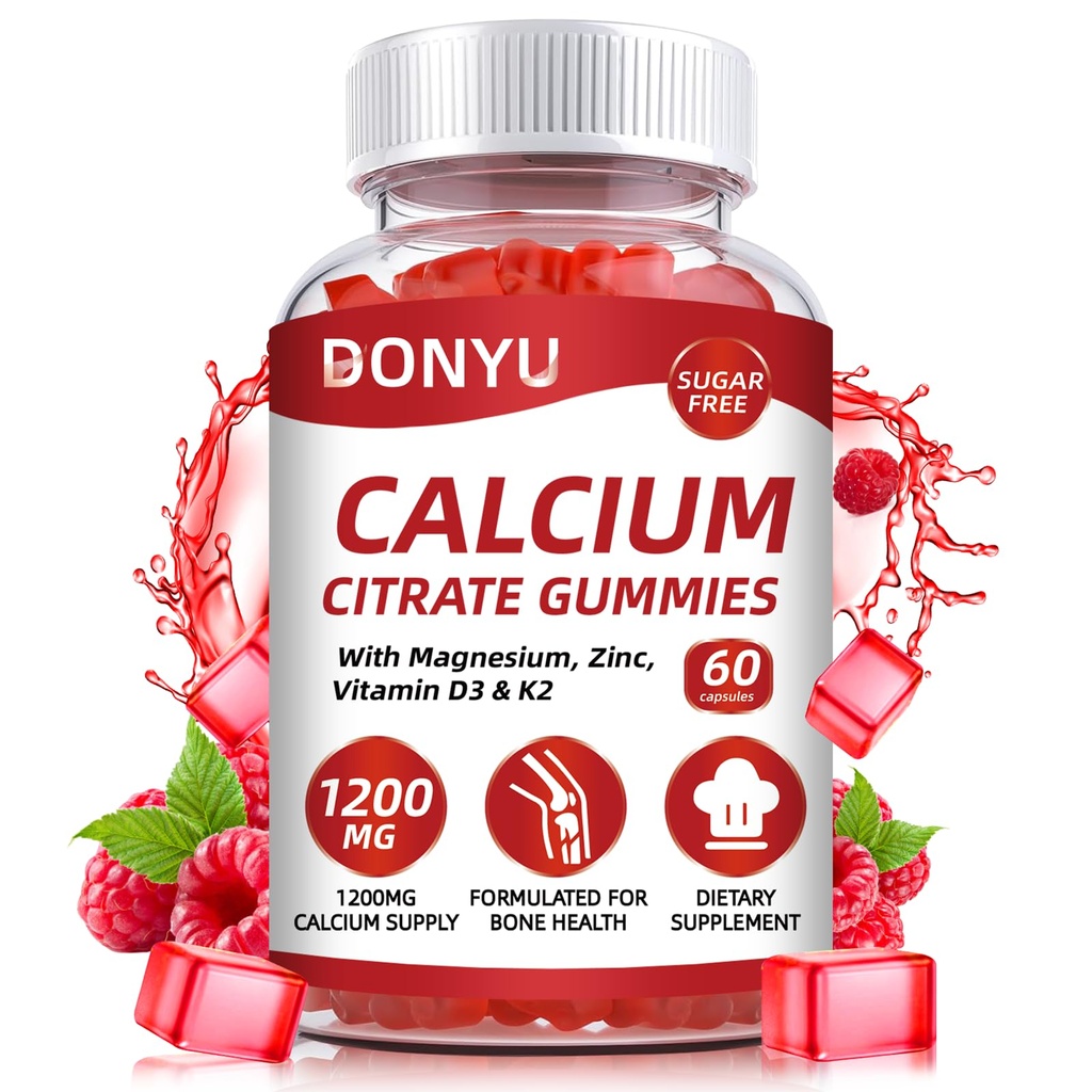 비타민 D3를 가진 칼슘 구연산염 1200mg Gummies: 뼈 근육 면역을 위한 칼슘 마그네슘 아연 비타민 D3 K2로 - 여자 & 남자를 위한 궁극적인 흡수 칼슘 보충교재, 설탕 자유로운