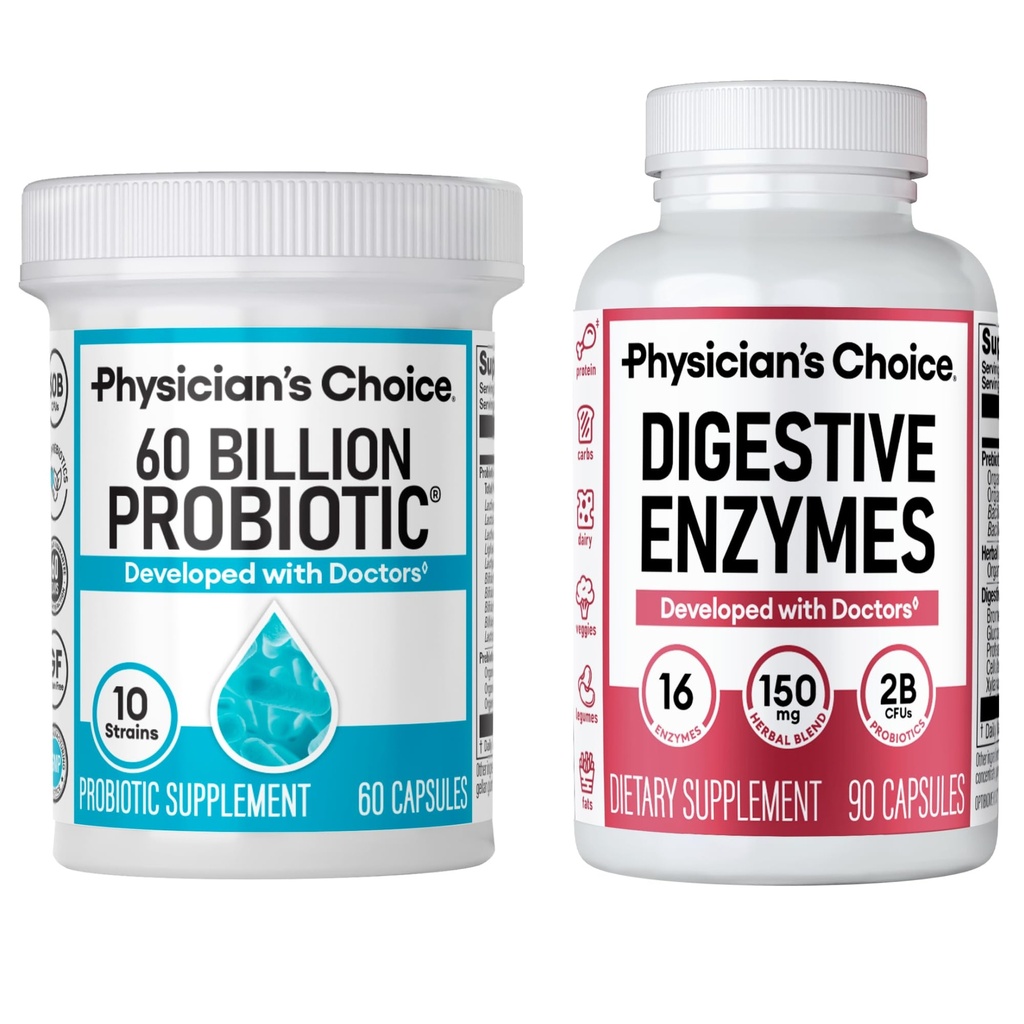 Physician 's CHOICE - 최선의 Gut 건강 번들 : 60 억 Probiotic 60ct + Digestive Enzymes 90ct Digestive Comfort 및 면역 지원