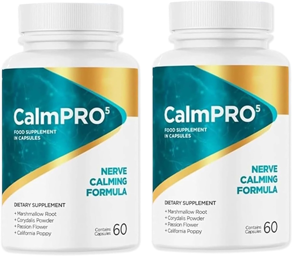 2 팩 Calmpro5, Calmpro5 Nerve 캡슐, 2025 업그레이드 Calmpro5 Nerve Calming 공식 캡슐, 인공 보존제 없음, Dairy (2 병)