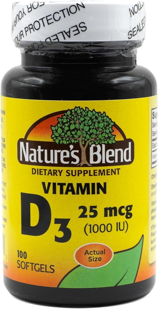 자연의 혼합 비타민 D3 25 MCG (1000 IU) 간편한, 100 SOFTGELS