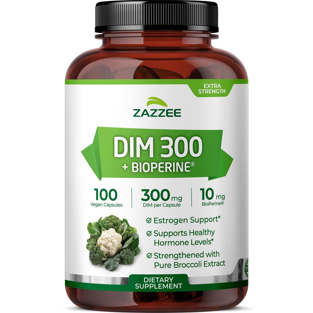 캡슐 당 Zazzee DIM 300 mg, 100 조사, 플러스 10 mg BioPerine, 에스트로겐 균형, Hormonal 여드름, Menopause 지원, Hormonal 균형, Diindolylmethane, Vegan, 미국에서 만드는 모든 자연, 비 GMO