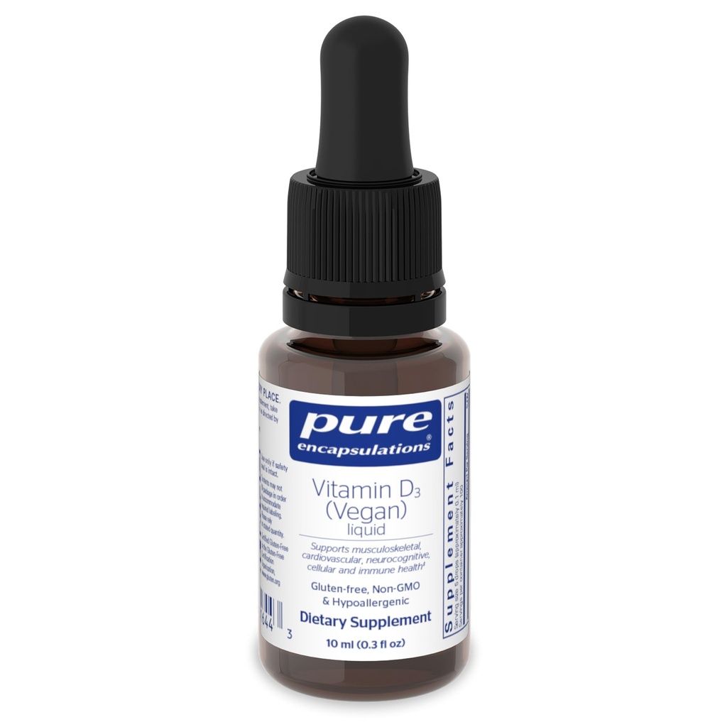 Pure Encapsulations Vitamin D3 (Vegan) Liquid | 뼈, 브레스트, 심혈관, 콜론 및 면역 건강에 적합한 Hypoallergenic 지원 | 0.3 fl. oz.