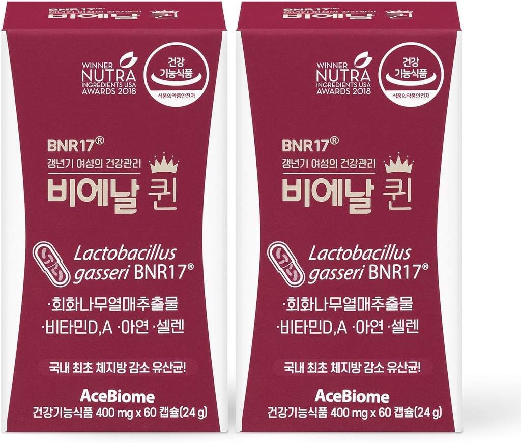 Bnr Queen, 여성을위한 Menopausal 지원 Probiotic, 10 억 CFU 보장, Lactobacillus Gasseri BNR17, 60Capsules x 2packs
