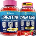 남성 & 여성을 위한 Creatine Monohydrate Gummies는 타우린, 비타민 B6 & B12 Creatine 증가 힘, 에너지, 내구시간, 근육, 유기 (2 팩)를 가진 운동 Gummies를 전합니다