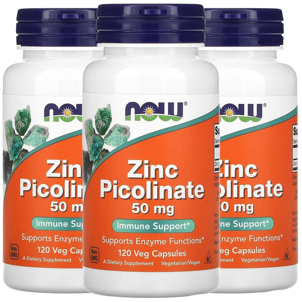 지금 음식 지금 음식 아연 Picolinate, 50 mg, 120 Veg 캡슐, 3 팩