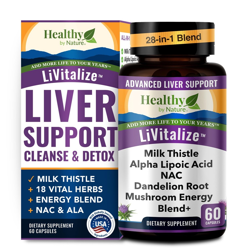 Liver Cleanse Detox & Repair – 28-in-1 Liver Support - 우유 이틀 Dandelion NAC 알파 Lipoic Acid Artichoke & Reishi Chaga 터키 꼬리 버섯 - 활성 간 건강 보충, 1540mg (60 캡슐)