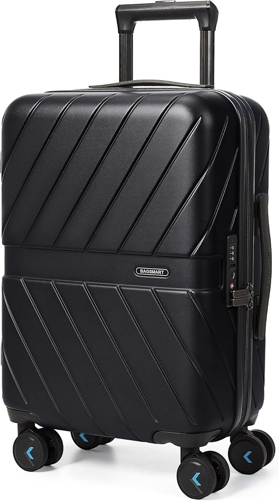 BAGSMART는 TSA 자물쇠로 찬성된 수화물 22x14x9 항공선에, 회전대 바퀴를 가진 1OO% 폴리탄산염 Hardside 수화물, 튼튼한 단단한 포탄은 여행 가방 20 인치 검정에 나릅니다