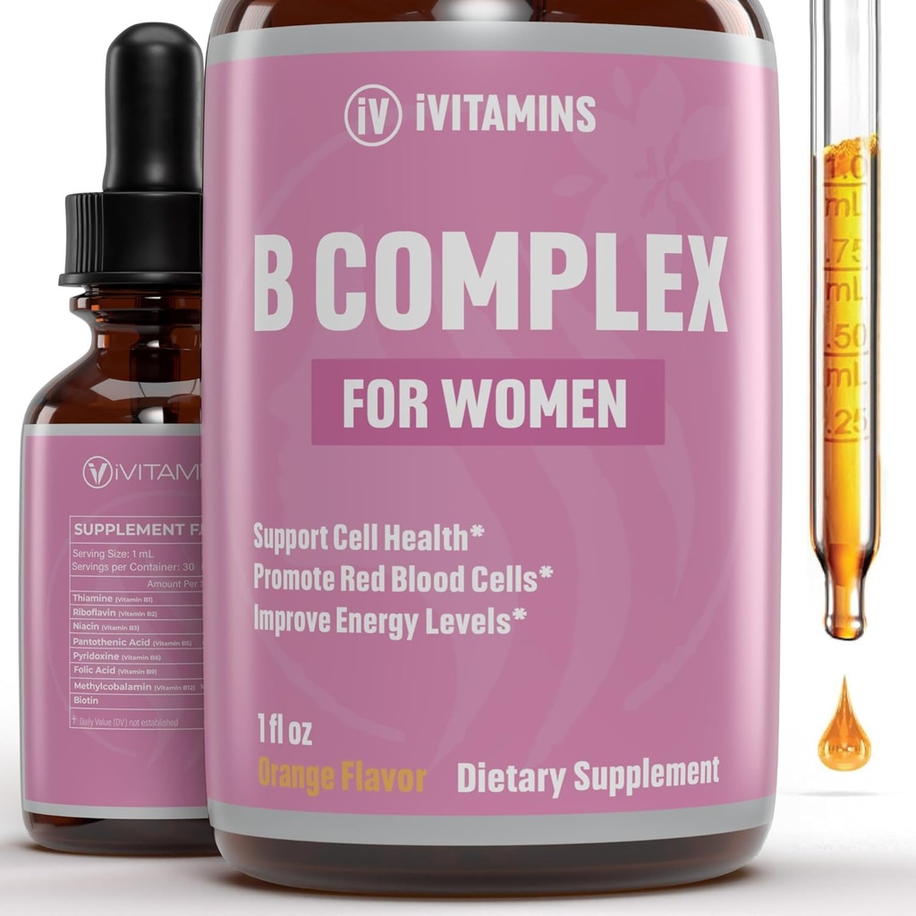 B Complex Vitamins for Women | 뇌기능 향상, 소화, 에너지 및 기타 | 여성용 B 비타민 복합체 | 비타민 B 복합체 | B 복합체 | B12 Complex | 1 fl oz