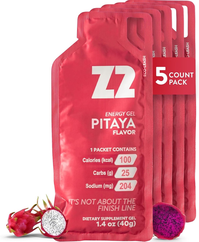 Z2 드래곤 과일 에너지 젤 성능 - 25g Carb, 204mg 나트륨, 전해질, 전 & 운동 도중, 뛰기, 자전거, 자전거, 스포츠를 위한 부스트 내구시간 - 5-Count 팩