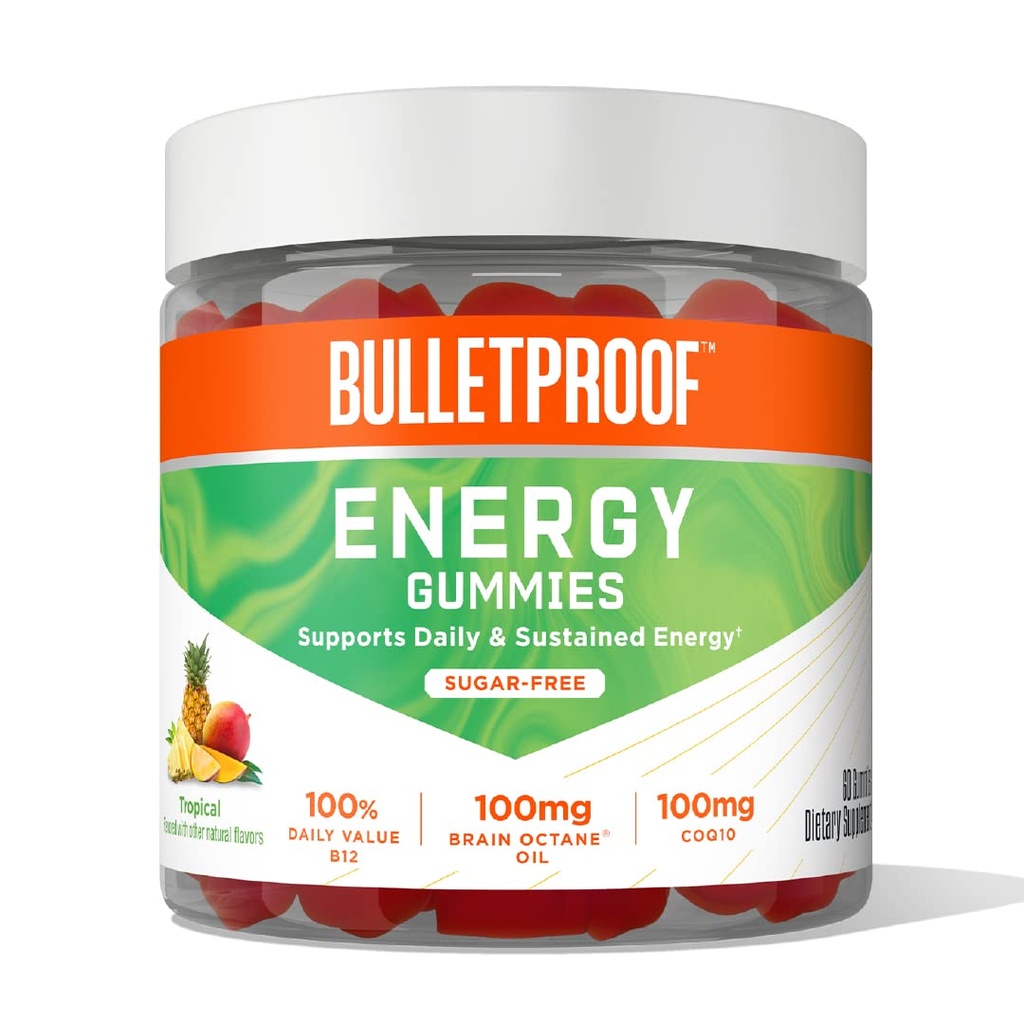 방탄성 설탕 자유로운 열대 에너지 Gummies, 60의 조사, 100mg CoQ10, B12, 100mg 뇌 Octane 기름을 가진 매일 & 지속된 에너지를 위한 보충교재