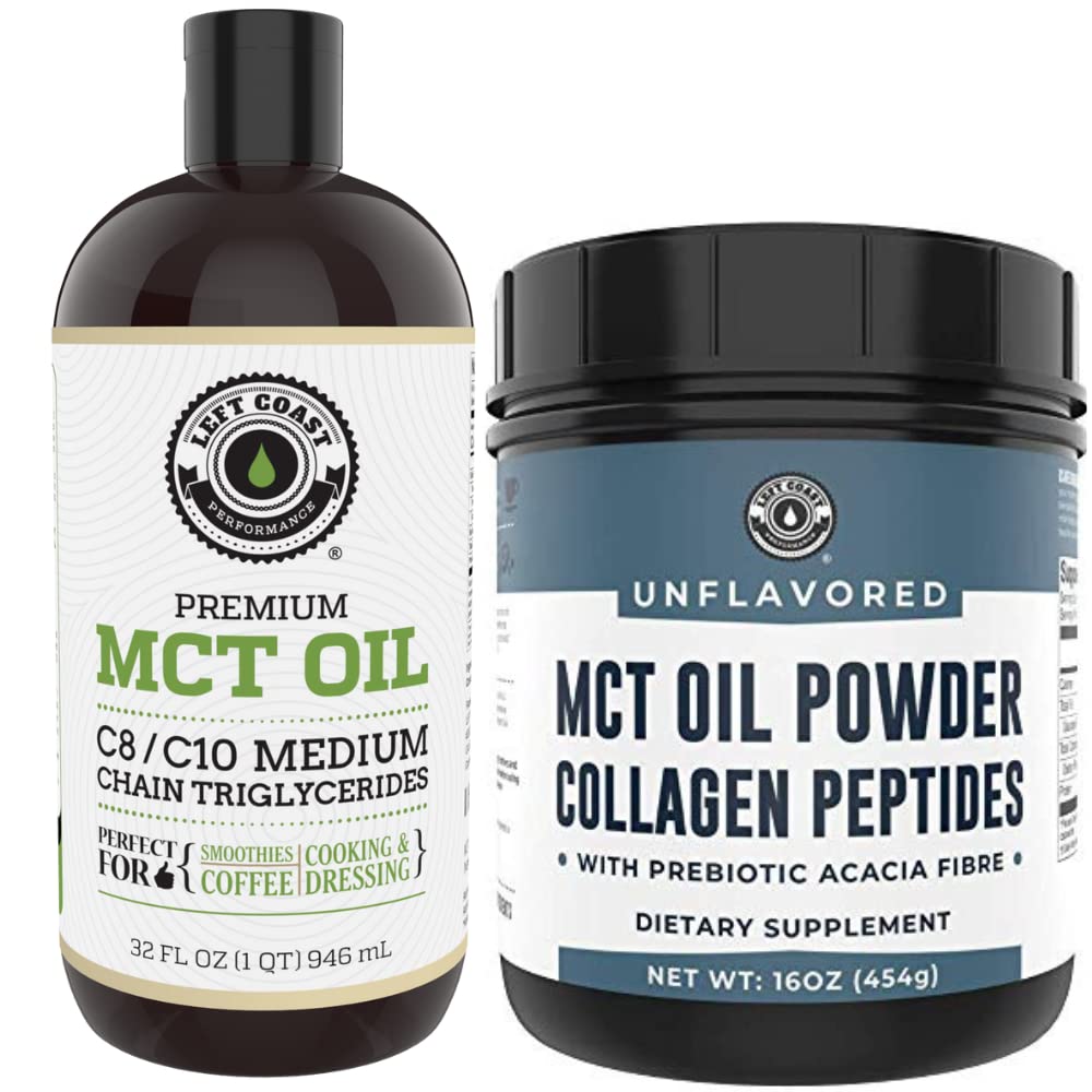 왼 해안 성과 32oz 우수한 MCT 기름과 16oz는 MCT + 교원질 분말을 Unflavored