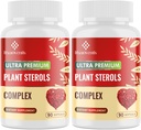 Cholesterol 식물 Sterols, Niacin, 빨간 효모 밥, Bergamot, Omega-3 & 마늘 - Advenced 흡수 공식 - 180 Softgels