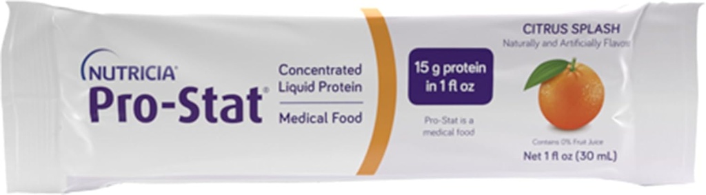 Nutricia Pro-Stat Sugar Free Citrus Splash - 1 oz Packets, 96 팩 - High-Protein, Wound Care, Muscle Loss 및 Malnutrition Management를위한 준비 된 Drink 의료 식품