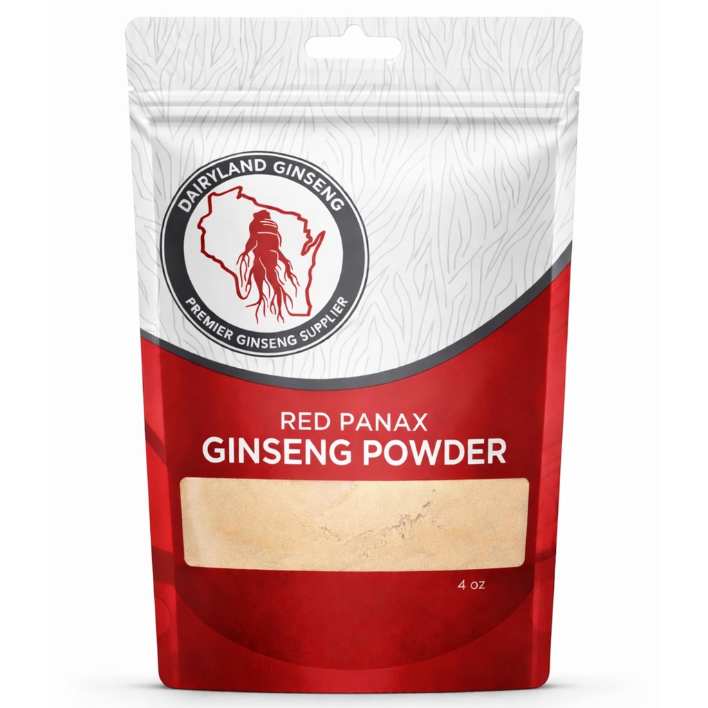 Natural Ginsenosides (4 oz)를 가진 빨간 Panax 인삼 분말 - 건강한 에너지, 활력, 계류 및 더 많은 것을 지원합니다, 매끄러운, 커피 또는 음료 (1 팩)를 위한 한국 Panax 인삼 뿌리 분말