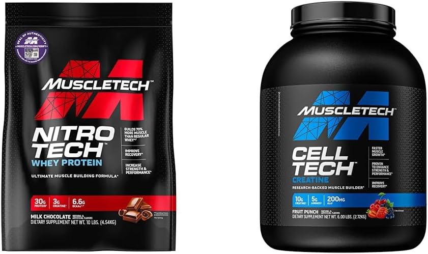 MuscleTech Whey Protein Powder Nitro-Tech Whey Protein Isolate & Peptides & Nohydrate Powder Cell-Tech Creatine 파우더