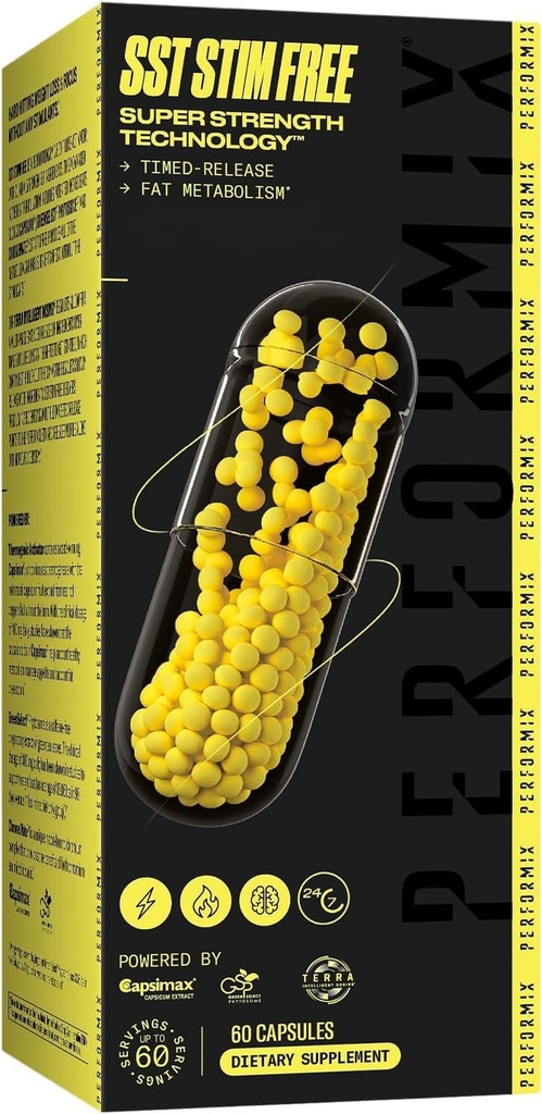 PERFORMIX SST Stim Free Super Strength Technology - Non-Stimulant, Timed-Released Energy Booster - L-Carnitine & Ashwagandha - 사전 운동 보충, 남성 및 여성을위한 피트니스 목표 - 60 캡슐