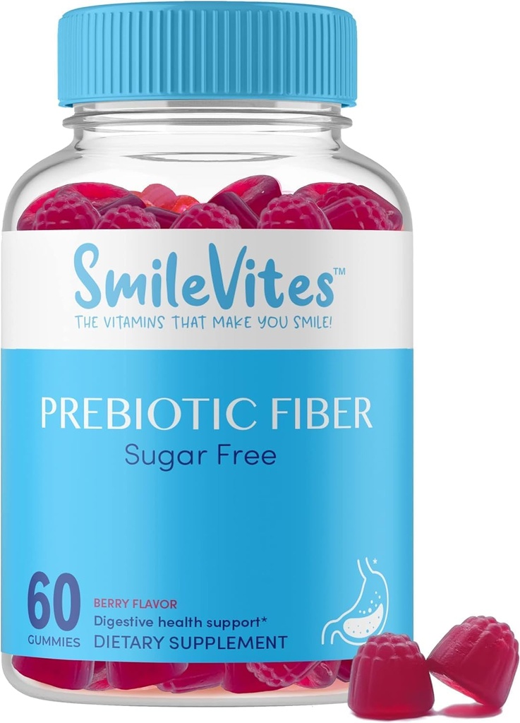 소화 건강을위한 Prebiotic 섬유 구미 | Gut Bacteria & Digestive Regularity 지원 | Vegan, Keto, Kosher | Gluten-Free, Non-GMO, 플랜트 기반 | 천연 베리 맛 | 60 개