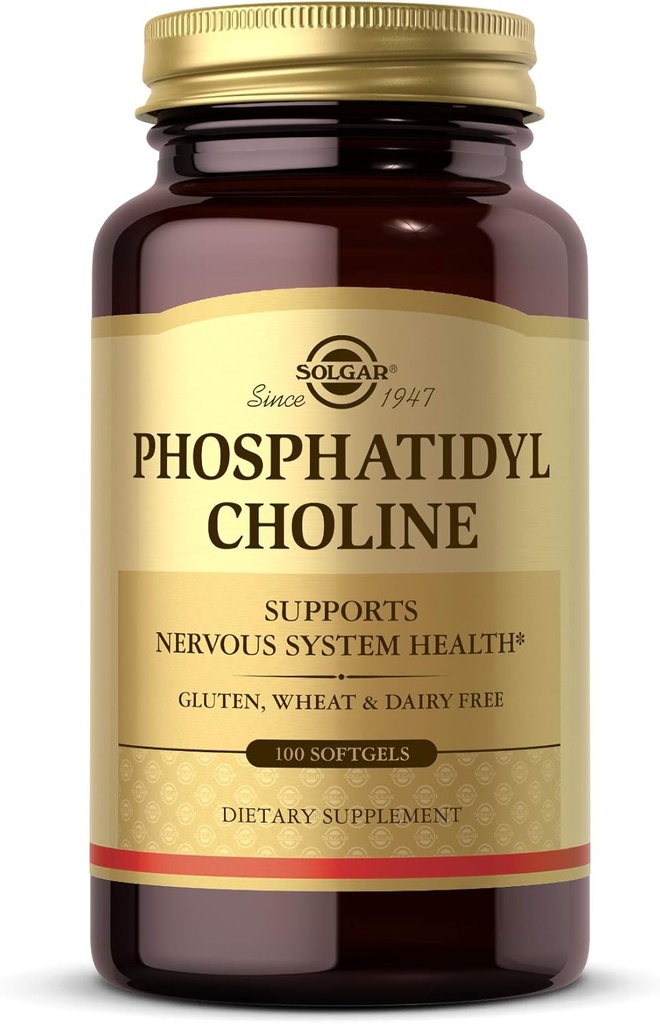 Solgar Phosphatidylcholine, 100 Softgels - 건강한 인지 기능을 촉진 - Lecithin에서 Derived - Neurotransmitter Acetylcholine을위한 Choline - 글루텐 무료, Dairy Free - 50 서빙