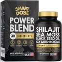 힘 혼합 캡슐 - Shilajit 6000mg를 가진 30에서 1 보충교재 뭉치, 바다 Moss 4000mg의 까만씨 기름 4000mg, Ashwagandha 2000mg, 10x 버섯, Tongkat Ali, Maca, Holistic 알약 결합