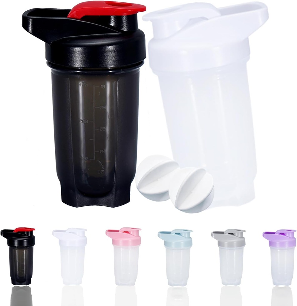 셰이커 병 단백질 쉐이크 컵과 10-Ounce/300ML 셰이커 병, 단백질 셰이커 병 세트, 비 BPA 플라스틱 (Black+White (2PCS)