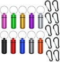 Keychain, (10 팩 + 10 Carabiner 클립)를 가진 작은 휴대용 알약 상자 방수 알루미늄 알약 조직자 금속 소형 상자 옥외 야영 여행을 위한 소형 약 저장 콘테이너