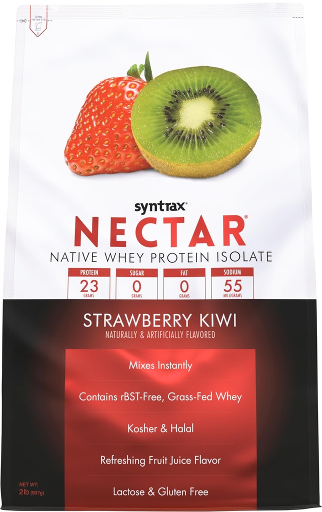 Syntrax Nutrition Nectar, 100 % Whey Protein Isolate Powder, 과일 주스 맛, 딸기 키위, 2 파운드
