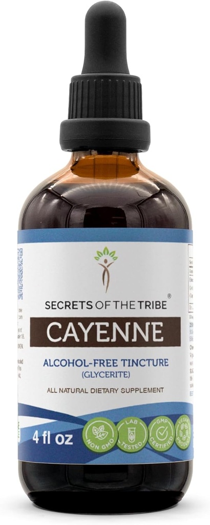 Tribe Cayenne Tincture 알코올 무료 추출물, 높은 순수성 초본 하락, Cayenne Capsicum annuum Invigorating 효력 4개 oz에게서 한 Tincture의 비밀