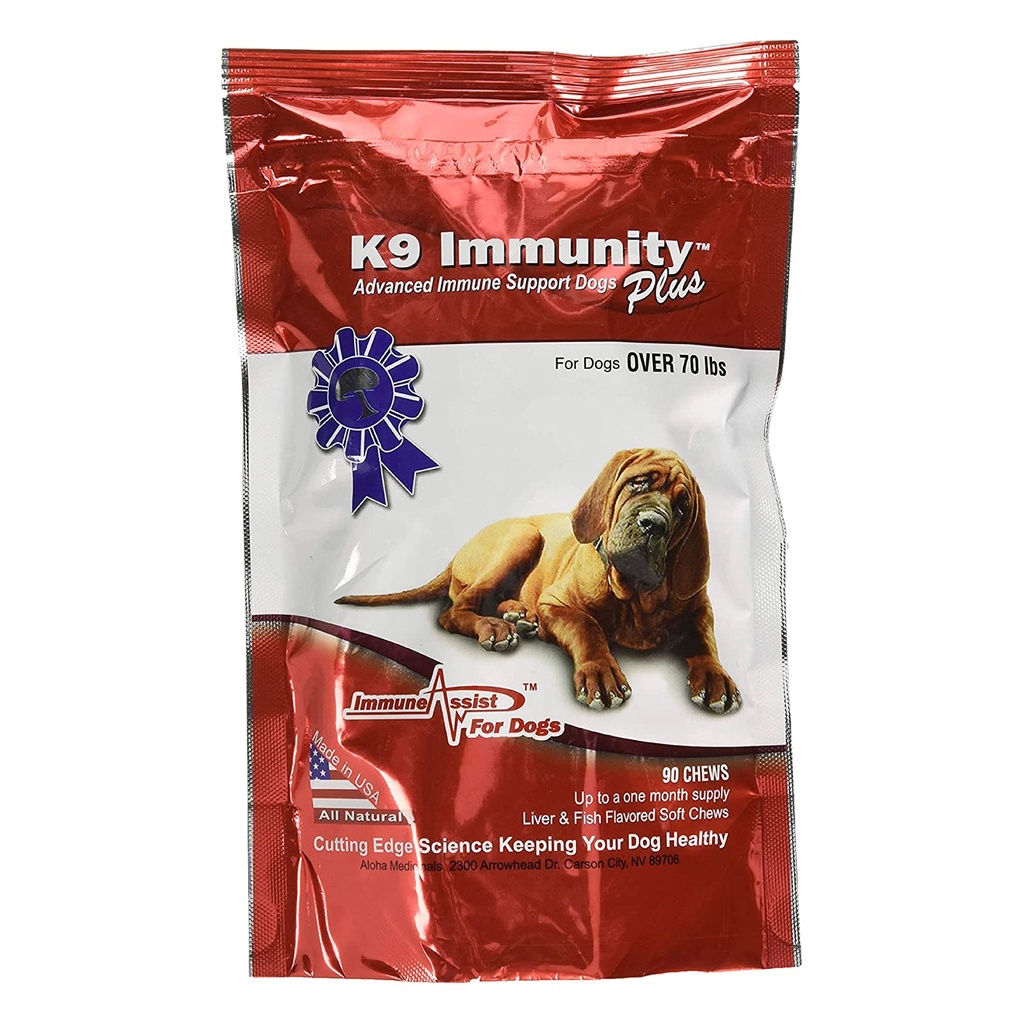 Aloha Medicinals - K9 Immunity Plus - 70 파운드 이상 개를위한 강력한 면역 부스터 - 90 소프트 체스
